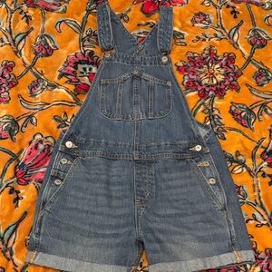 Old Navy Light Blue Denim Overalls with Contrast Stitching